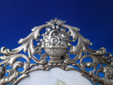 Austrian Sterling Silver Picture Frame w/2 Cherubs Basket Flowers and Tile #6070