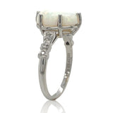 Platinum 2.80 Carat Genuine Natural Australian Opal Ring Size 7.75 (#J6990)