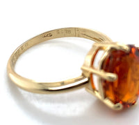 14k Yellow Gold 4 Carat Vibrant Orange Genuine Natural Citrine Ring (#J6797)