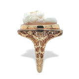 10k Gold Filigree Ring with 3-D High Relief Genuine Natural Shell Cameo (#J7272)