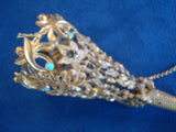 Gilt Brass Tussie Mussie Posey Posy Holder with Six Turquoise (#J1220)