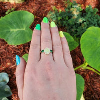 18k Yellow Gold 1.76ct Genuine Natural Opal and Emerald Ring Jewelry (#J5629)