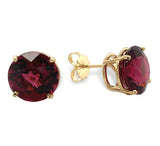 14k Yellow Gold 8.85 Carat TW Rhodolite Genuine Garnet Stud Earrings (#J7381)