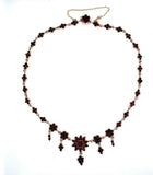 Genuine Natural Bohemian Garnet Necklace Rosettes and Drops (#J5502)