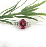 Platinum 1.92ct Pink Genuine Natural Tourmaline and Diamond Ring (#J7217)