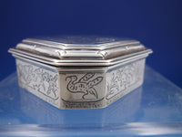 Crichton Bros LAC English Estate Sterling Silver Box Engraved Birds London #6509