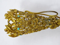 Gilt Brass Tussie Mussie Posey Posy Holder with Six Turquoise (#J1220)