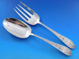 Colonial B Engraved by Whiting Sterling Silver Salad Serving Set 2pc Orig 9 1/4"