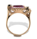 Retro 14k Yellow Gold 2.80 Carat Genuine Natural Amethyst Diamond Ring (#J7201)