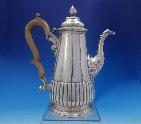 English Georgian Sterling Silver Tea Pot Wood Handle Pineapple Finial (#3961)