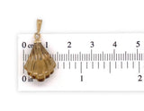 14k Yellow Gold Genuine Natural Citrine Carved Fan Shaped Pendant (#J7521)