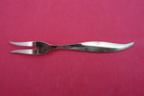 Norwegian Sterling Silver Pickle Fork vermeil feathered enameled yellow 5 1/4"