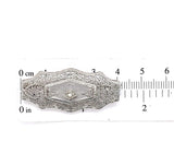 10k White Gold Genuine Natural Rock Crystal Quartz Diamond Filigree Pin (#J5597)