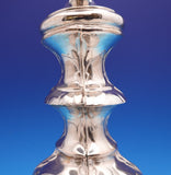 European Silver Candlestick Pair Large Ornate w/ Bows Swags 14 1/2" x 7" (#9304)