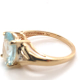 10k Yellow Gold 1.72 Carat Oval Genuine Natural Aquamarine Ring 5.75 (#J7372)