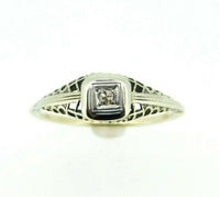 Art Deco 14k Filigree Ring with .05ct Genuine Natural Diamond (#J960)