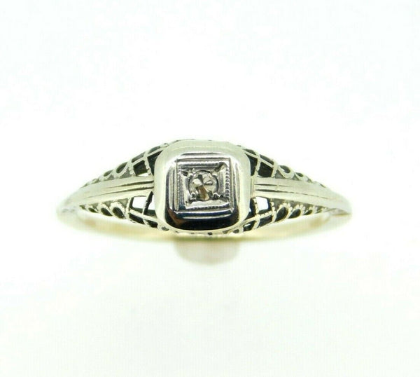 Art Deco 14k Filigree Ring with .05ct Genuine Natural Diamond (#J960)