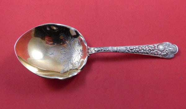 Cluny by Gorham Sterling Silver Berry Spoon Gold Washed Bright-Cut 8 1/2"