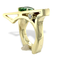 14k Yellow Gold Custom Genuine Natural Peridot Diamond Ring by Harry Roa #J7312