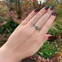 18k White Gold Deco Filigree .21ct Genuine Natural Emerald Ring (#J6332)
