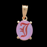 14k Yellow Gold Genuine Natural Carnelian Signet Initial "J" Pendant (#J7348)