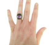 Deco 14k White Gold Filigree Genuine Natural Amethyst Ring Flowers (#J4728)