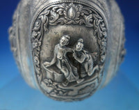 French Sterling Silver Tea Caddy with Figures and Peacocks 5" x 3 1/2" (#5832)