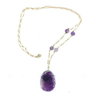 14k Yellow Gold Art Deco Chinese Export Carved Natural Amethyst Pendant (#J5373)
