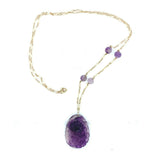 14k Yellow Gold Art Deco Chinese Export Carved Natural Amethyst Pendant (#J5373)