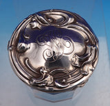 Art Nouveau Sterling Silver Glass Dresser Jar w/ Woman Bell Shaped Flowers #9235