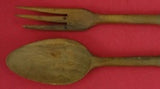 French Provincial by Towle Sterling Silver Salad Serving Set w/ Wood 2pc 11 1/4"