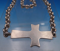 Tane Mexican Sterling Silver Cross Necklace w/Heavy Chain Fitted Box 26" (#7948)