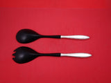 Lace Point by Lunt Sterling Silver Salad Serving Set w/black plastic 11"