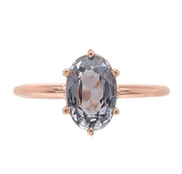 14k Rose Gold 1.76 Carat Grey Genuine Natural Spinel Solitaire Ring (#J7152)