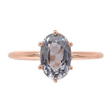 14k Rose Gold 1.76 Carat Grey Genuine Natural Spinel Solitaire Ring (#J7152)