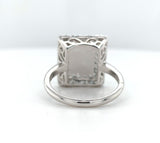 14k White Gold Rainbow Genuine Natural Moonstone Teal Sapphire Ring (#J6261)
