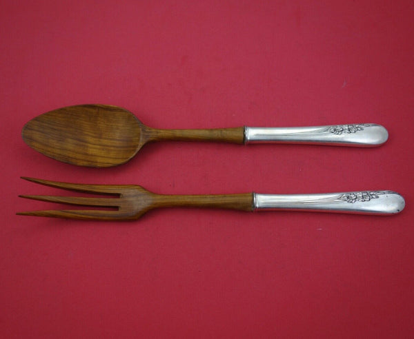 Blossom Time by International Sterling Silver Salad Serving Set w/ olive 11"
