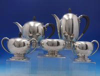 Colonial Fiddle by Tuttle Sterling Silver Tea Set 5 Piece (#6120) Vintage