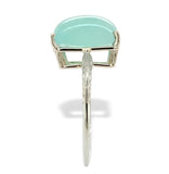 18k White Gold 5.73 Carat Genuine Natural Chalcedony Ring Size 7.5 (#J7215)