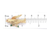 14k Yellow Gold Pin of Bird on a Branch with Genuine Natural Chalcedony (#J6013)