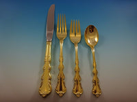 Angelique Gold by International Sterling Silver Flatware Service Set 12 Vermeil