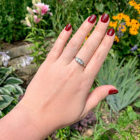 18k White Gold Three-Stone Genuine Natural Diamond Filigree Ring 8.75 (#J6821)