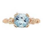 10k Rose Gold 1.07 Carat Genuine Natural Aquamarine Ring with Flowers (#J6773)