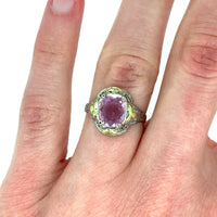 10k Gold Filigree Rose Cut Genuine Natural Pink Sapphire Ring (#J4975)