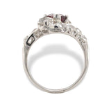 Edwardian Platinum 1.29ct Red Spinel and 1.75ct TW Mine Cut Diamond Ring #J7151
