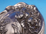 Sterling Silver Hand Mirror with Iris Poppy Chrysanthemum Floral Motif (#9298)