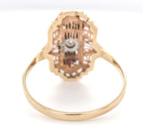 14k Yellow Gold Filigree Ring w/ Three Genuine Natural Diamonds Size 9.5  #J6624