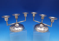Maciel Mexican Mexico Sterling Silver Candelabra Pair 3-Light (#1665) Modernist