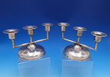 Maciel Mexican Mexico Sterling Silver Candelabra Pair 3-Light (#1665) Modernist