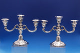 German .835 Silver Candelabra Pair 3-Light 12" x 9 5/8" Weighted (#8110)